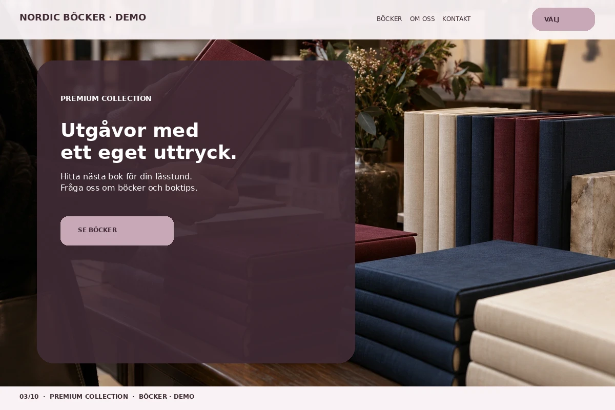 Premium Collection – relaterat designförslag för bokhandel