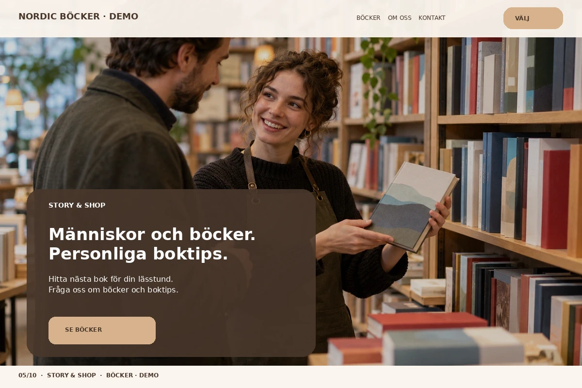 Story & Shop – relaterat designförslag för bokhandel