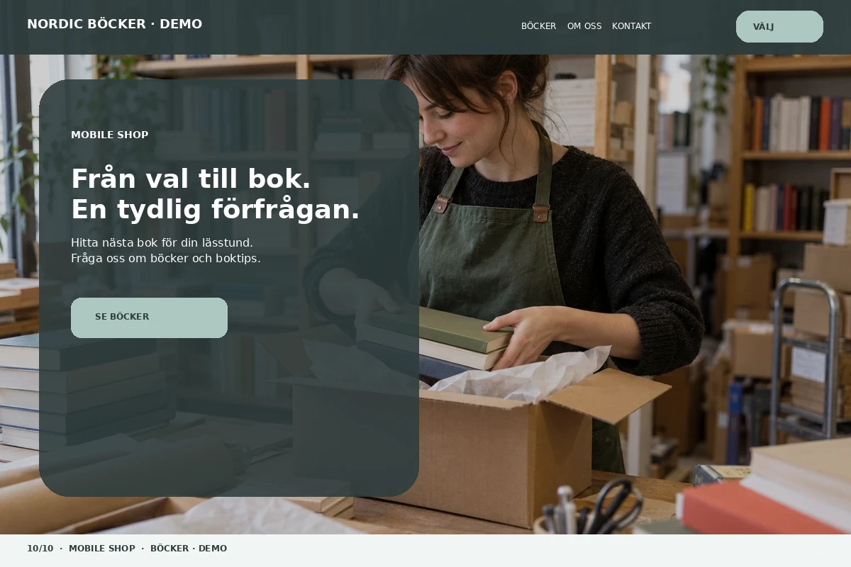 Mobile Shop – relaterat designförslag för bokhandel