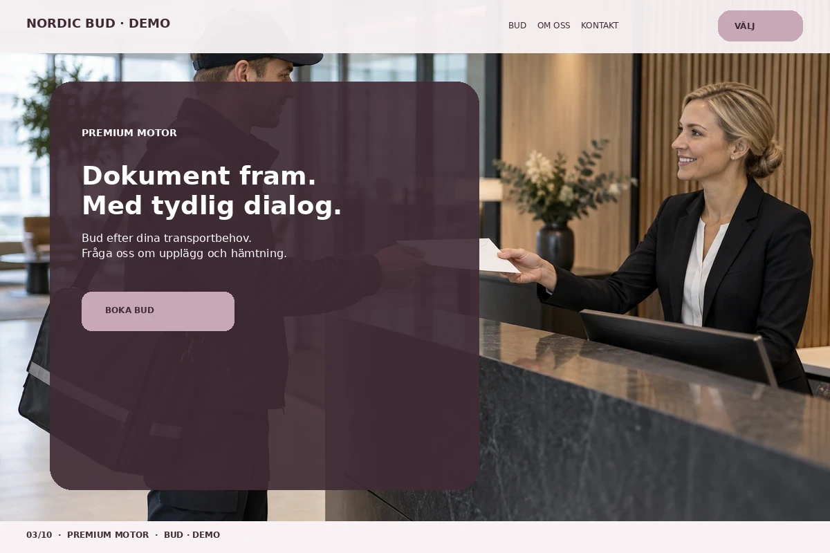 Premium Motor – relaterat designförslag för budfirma