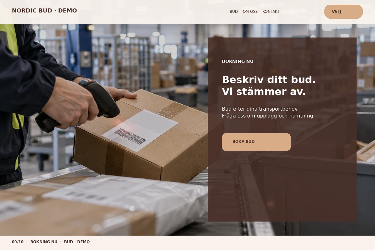 Bokning Nu – designförslag för budfirma