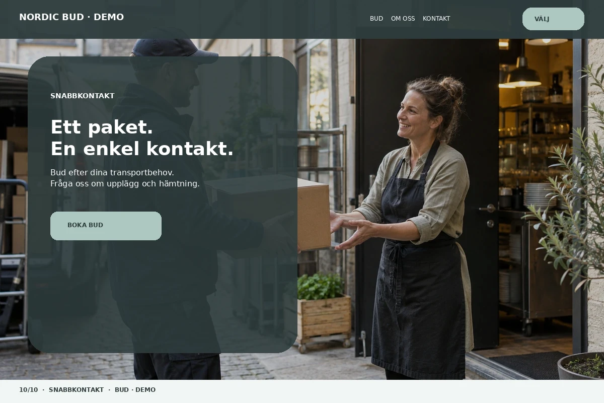 Snabbkontakt – relaterat designförslag för budfirma