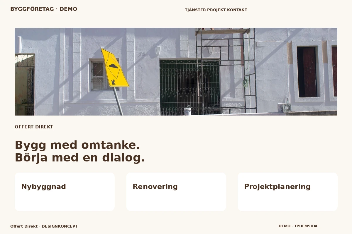 Offert Direkt – relaterat designförslag för byggföretag