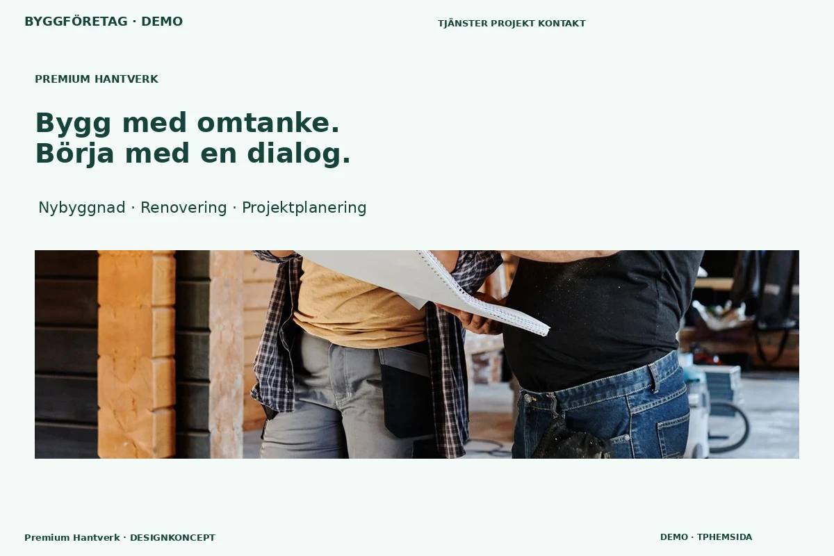 Premium Hantverk – relaterat designförslag för byggföretag