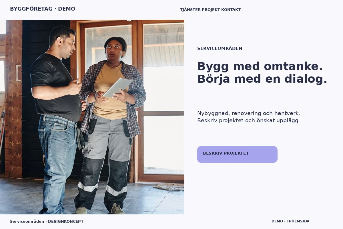 Serviceområden – relaterat designförslag för byggföretag