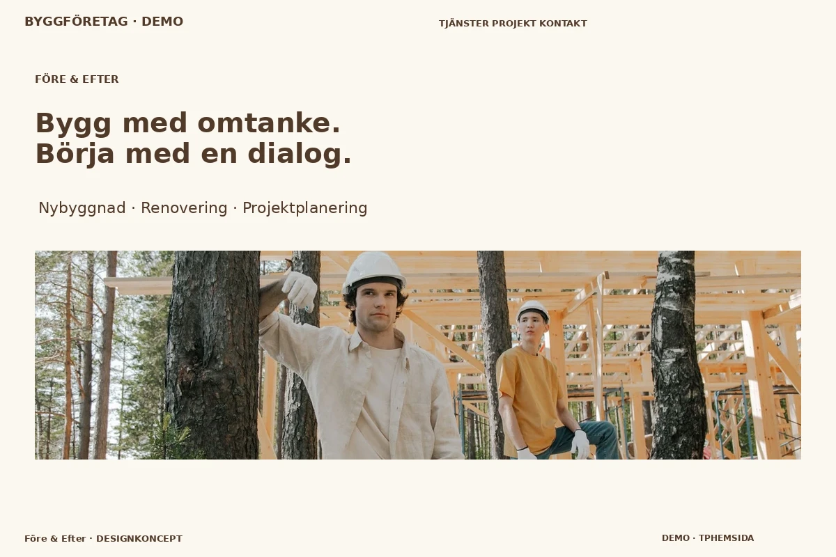 Före & Efter – designförslag för byggföretag