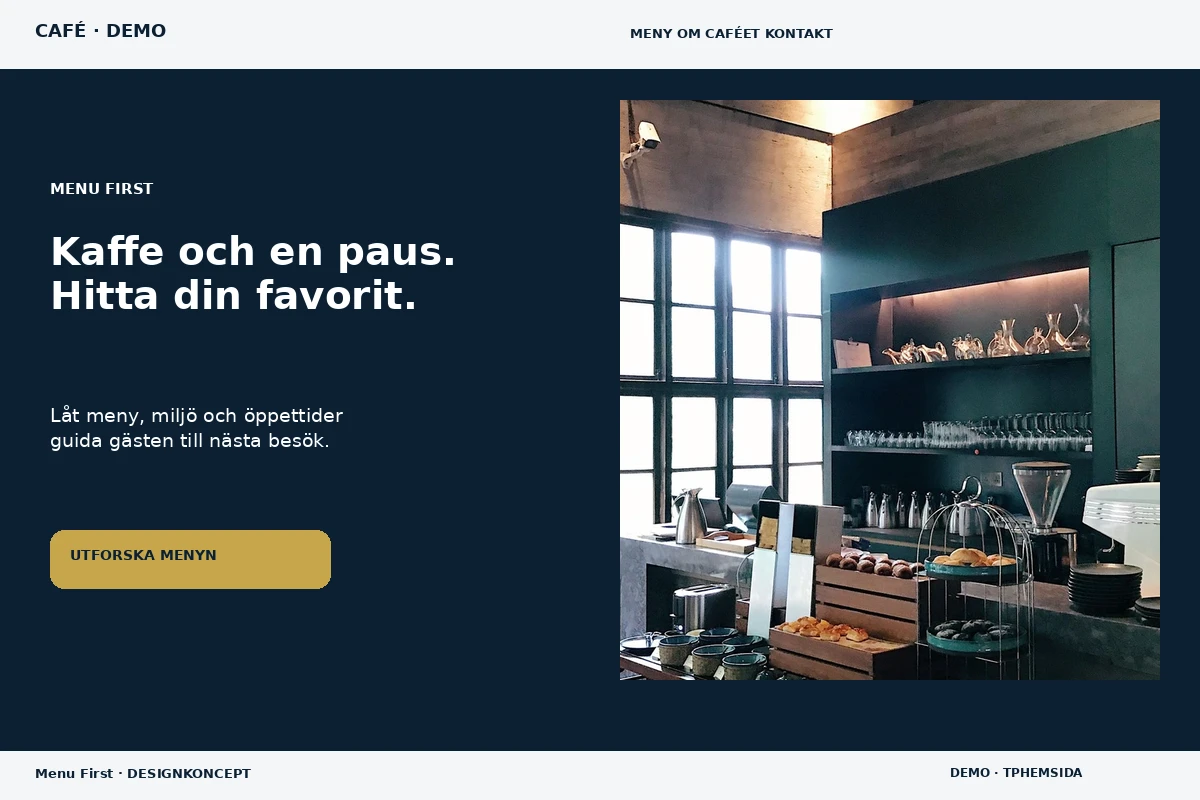 Menu First – designförslag för café