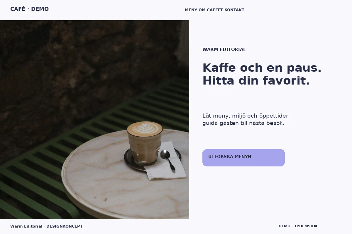 Warm Editorial – designförslag för café