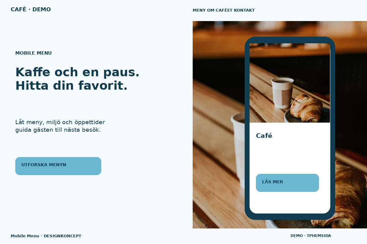Mobile Menu – designförslag för café