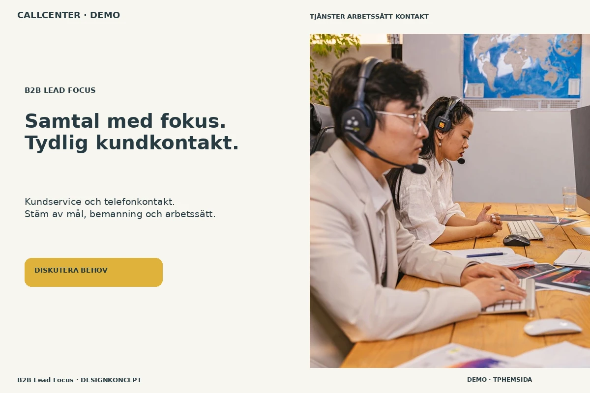 B2B Lead Focus – relaterat designförslag för callcenter