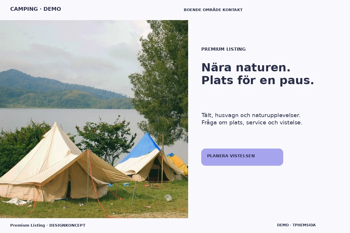 Premium Listing – designförslag för camping