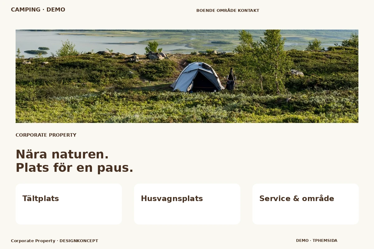 Corporate Property – relaterat designförslag för camping