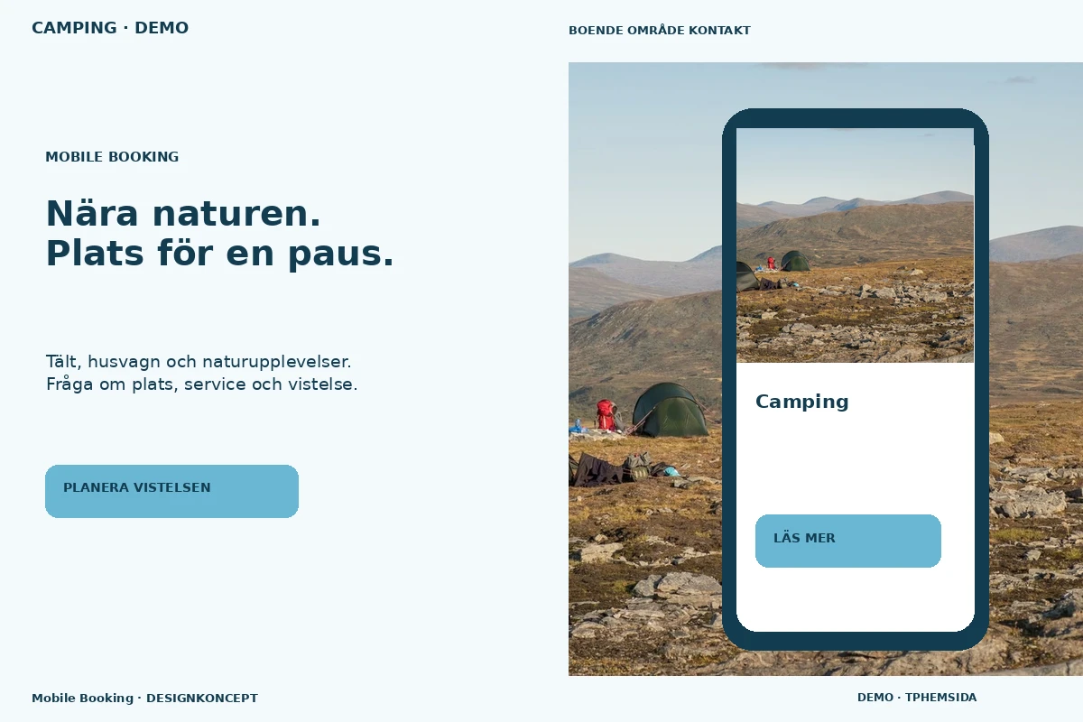 Mobile Booking – designförslag för camping