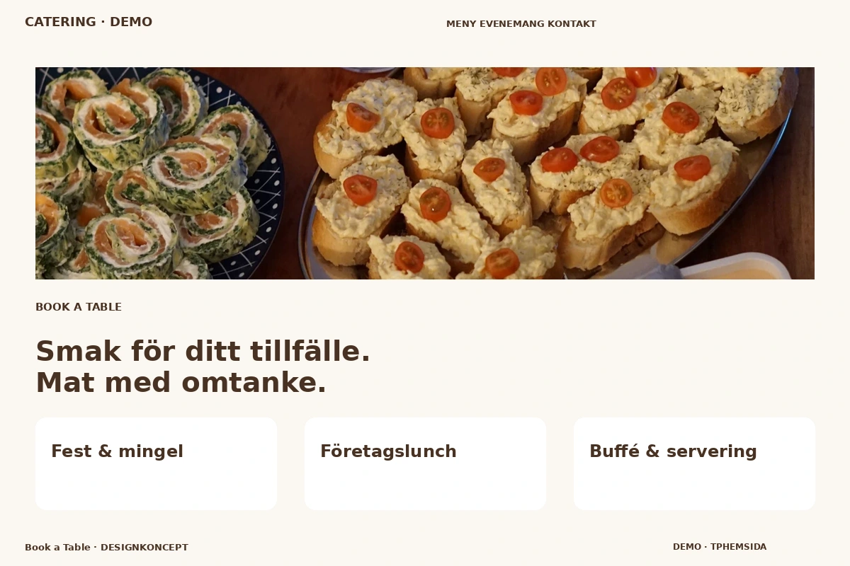Book a Table – relaterat designförslag för catering