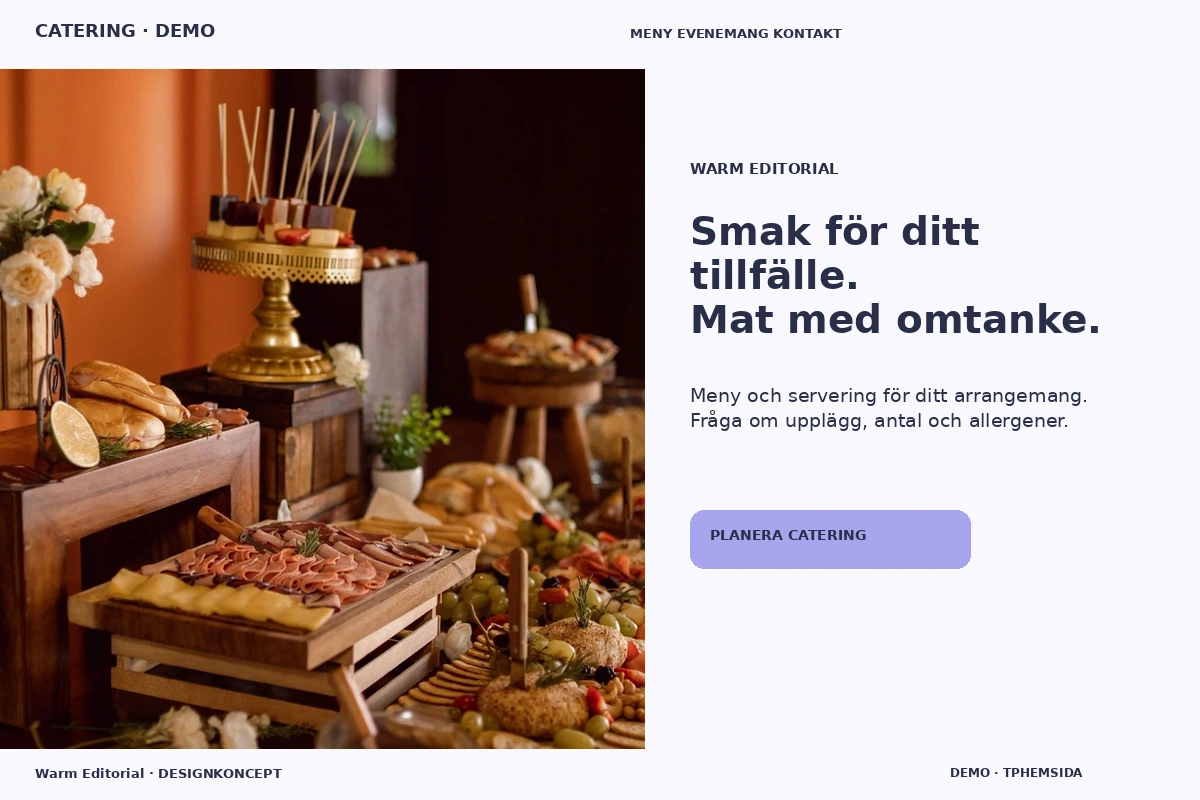 Warm Editorial – relaterat designförslag för catering