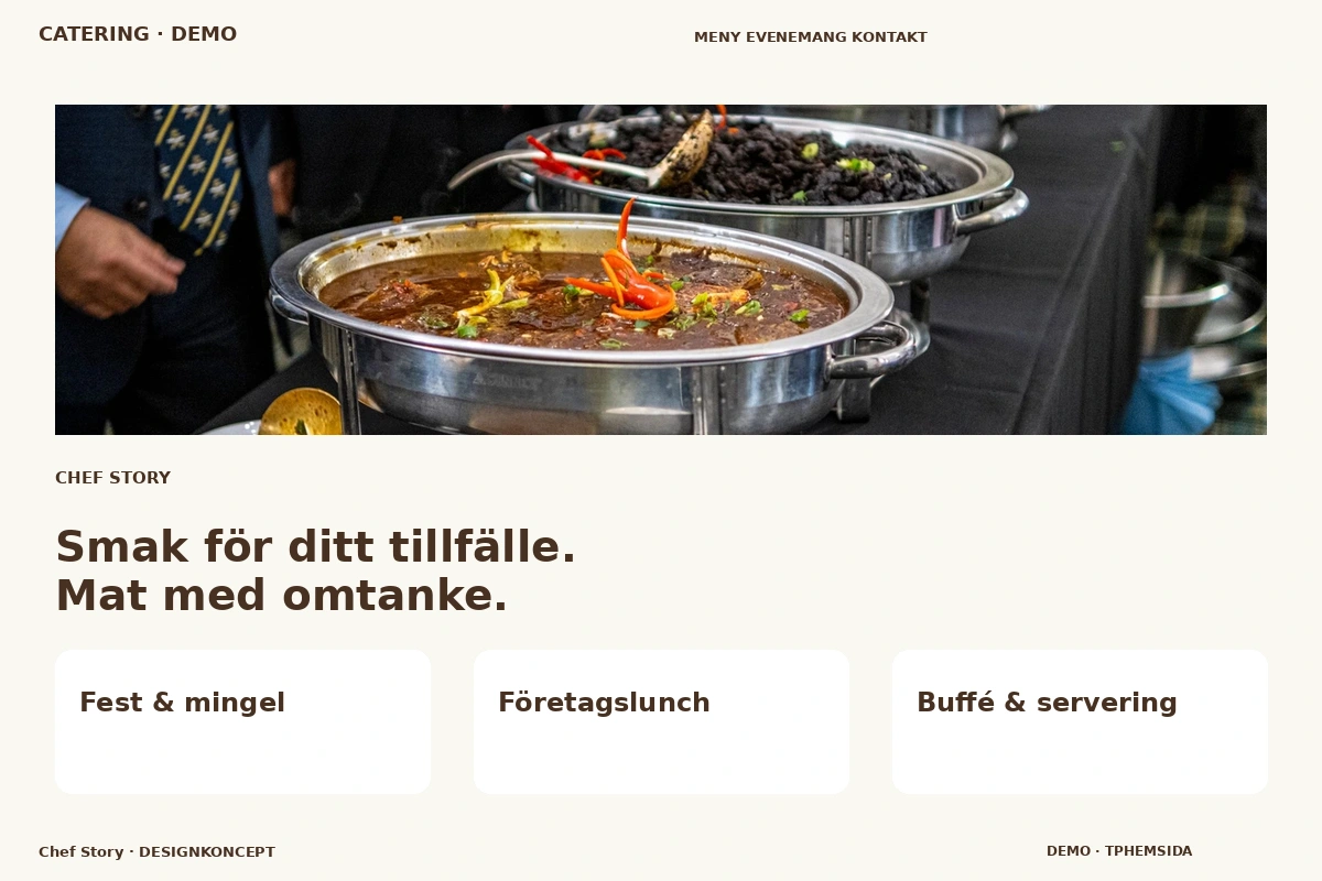Chef Story – relaterat designförslag för catering