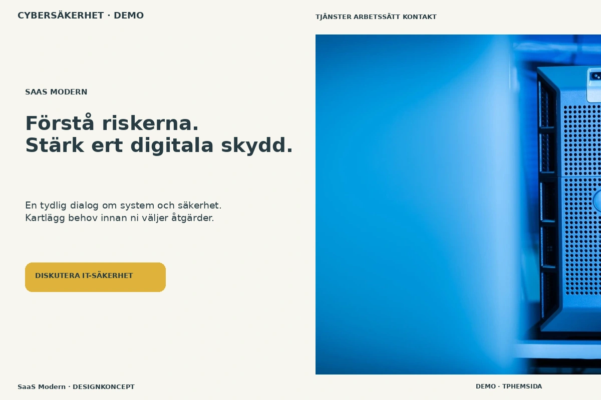 SaaS Modern – relaterat designförslag för cybersäkerhetsföretag