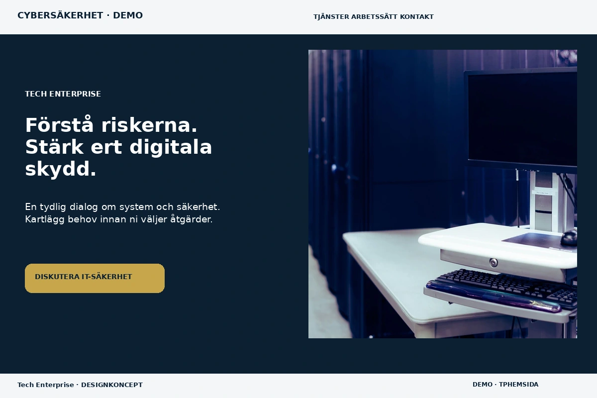 Tech Enterprise – relaterat designförslag för cybersäkerhetsföretag