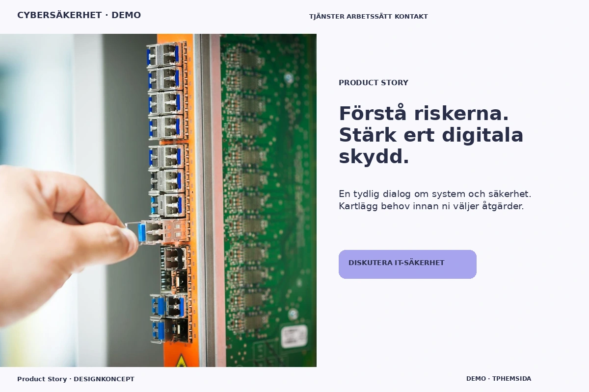 Product Story – relaterat designförslag för cybersäkerhetsföretag