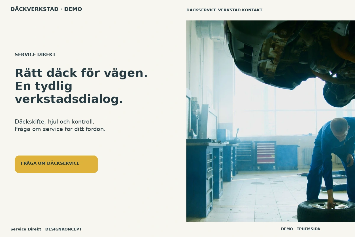 Service Direkt – relaterat designförslag för däckverkstad