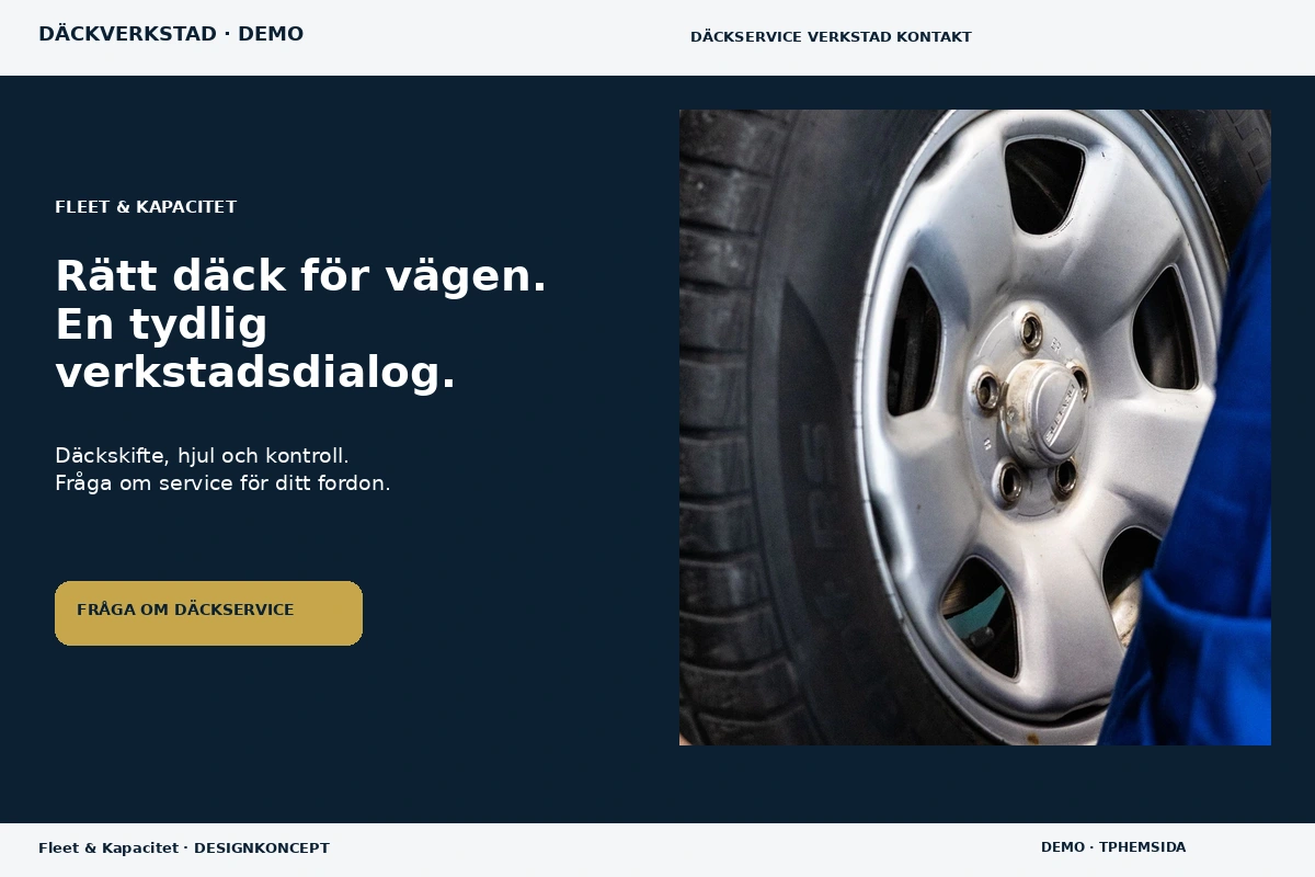 Fleet & Kapacitet – relaterat designförslag för däckverkstad