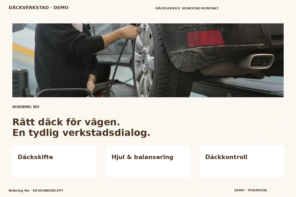 Bokning Nu – designförslag för däckverkstad