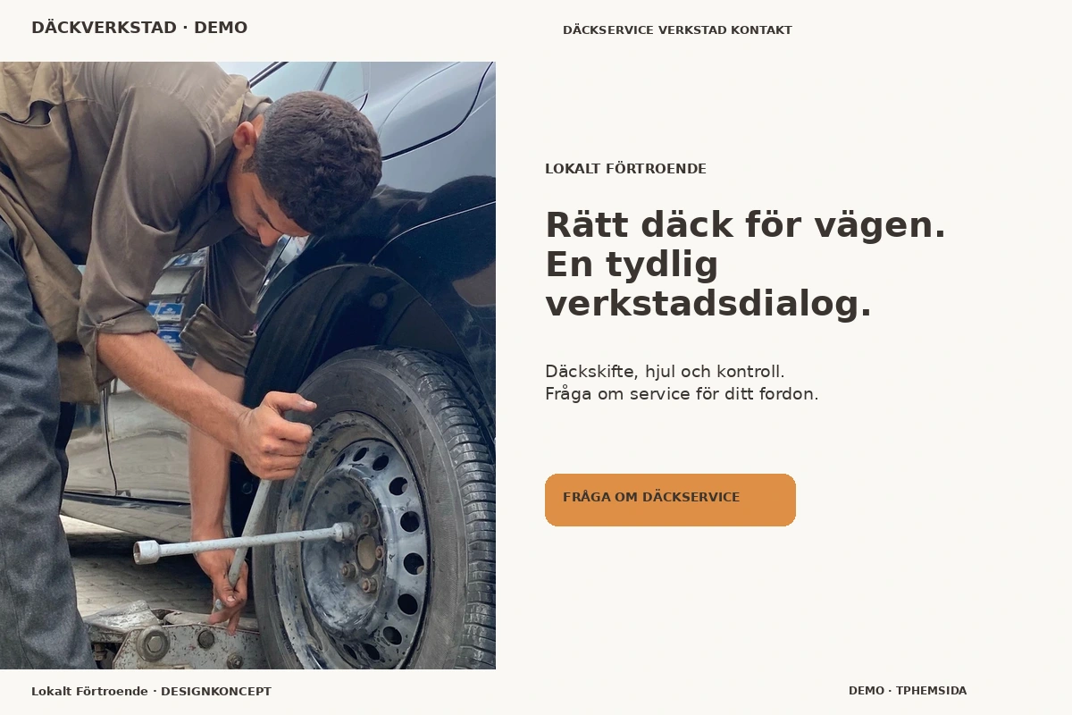 Lokalt Förtroende – relaterat designförslag för däckverkstad