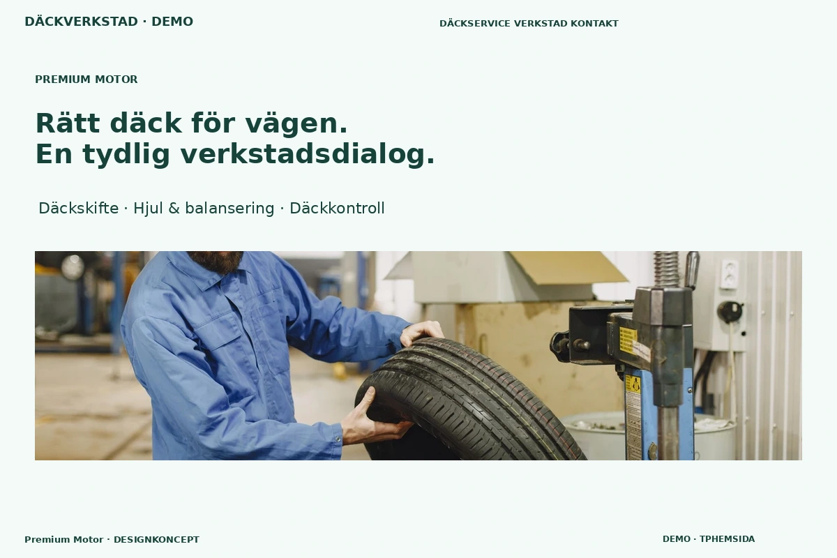 Premium Motor – relaterat designförslag för däckverkstad