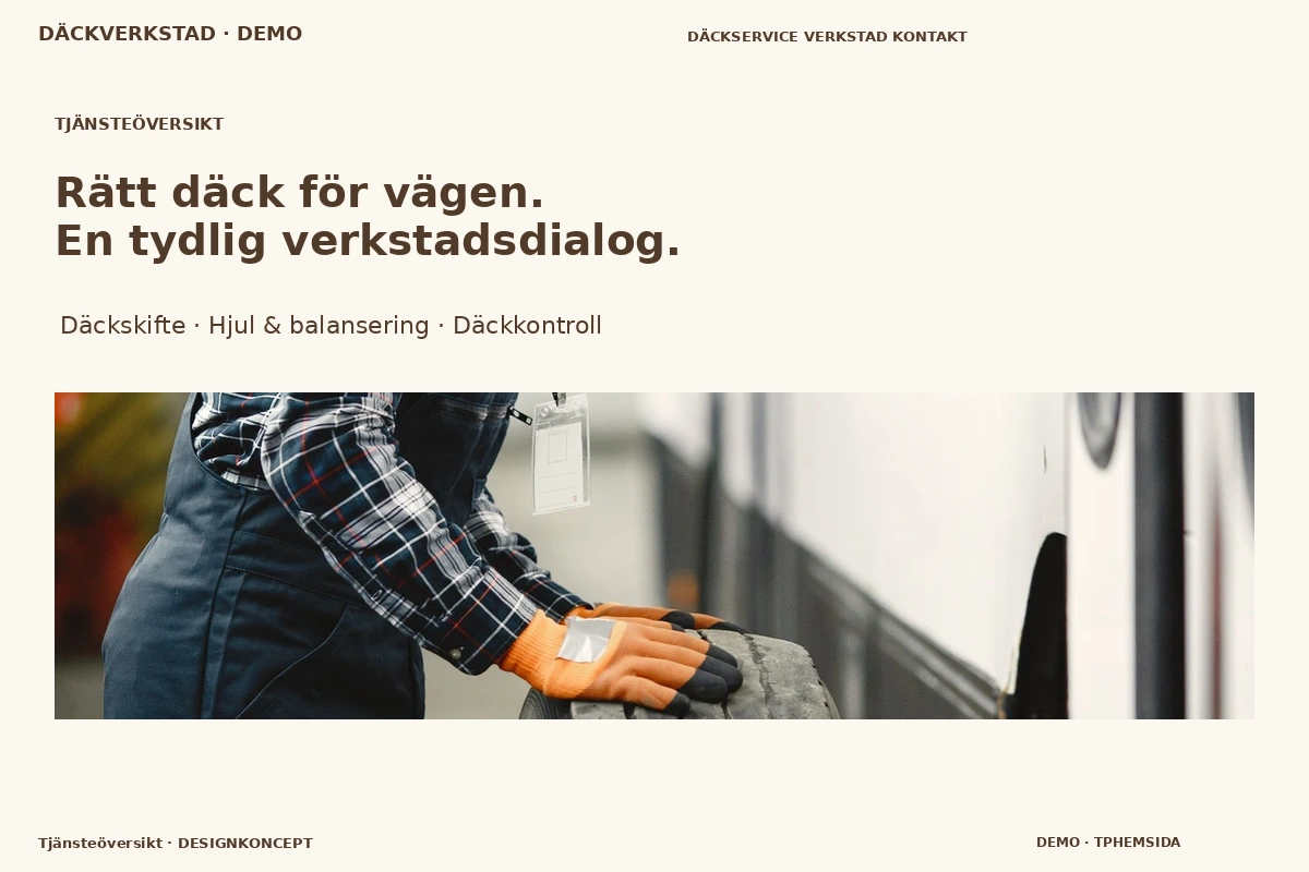 Tjänsteöversikt – designförslag för däckverkstad
