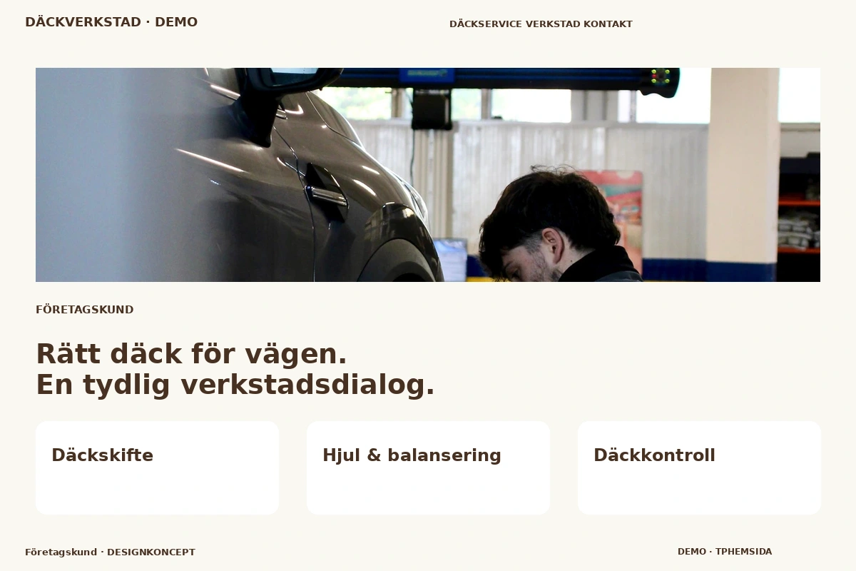 Företagskund – designförslag för däckverkstad