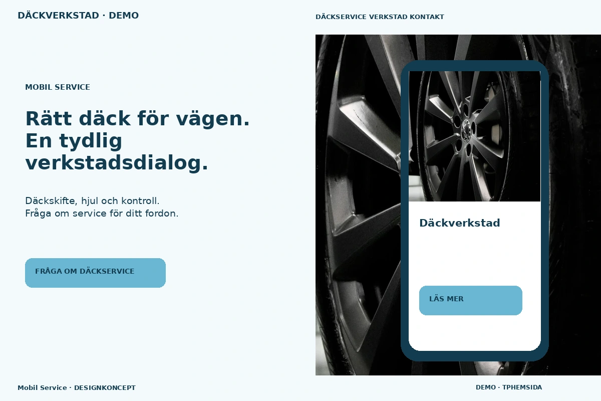 Mobil Service – relaterat designförslag för däckverkstad