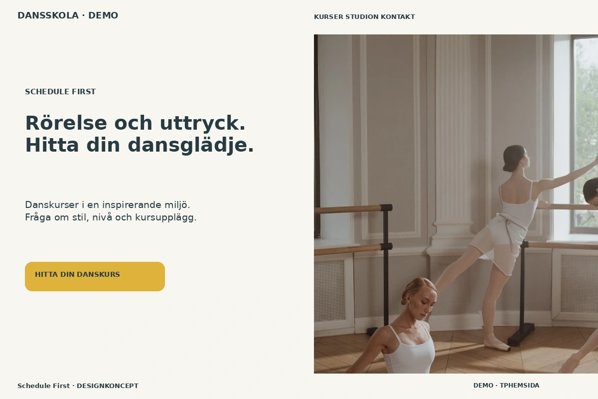 Schedule First – relaterat designförslag för dansskola