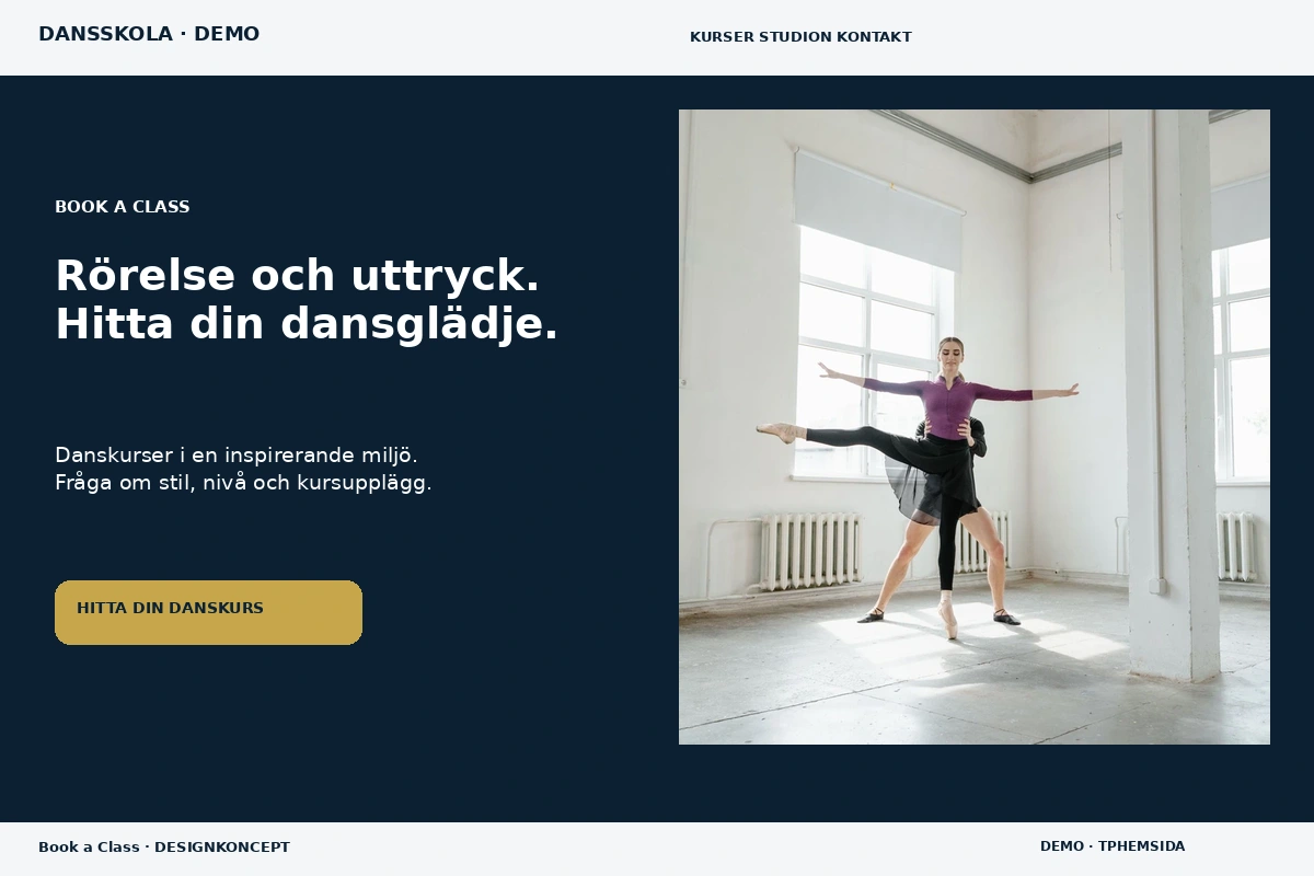 Book a Class – relaterat designförslag för dansskola