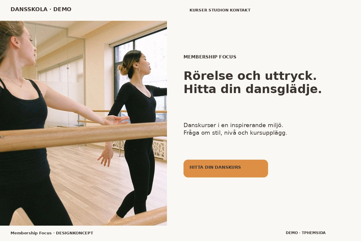 Membership Focus – designförslag för dansskola