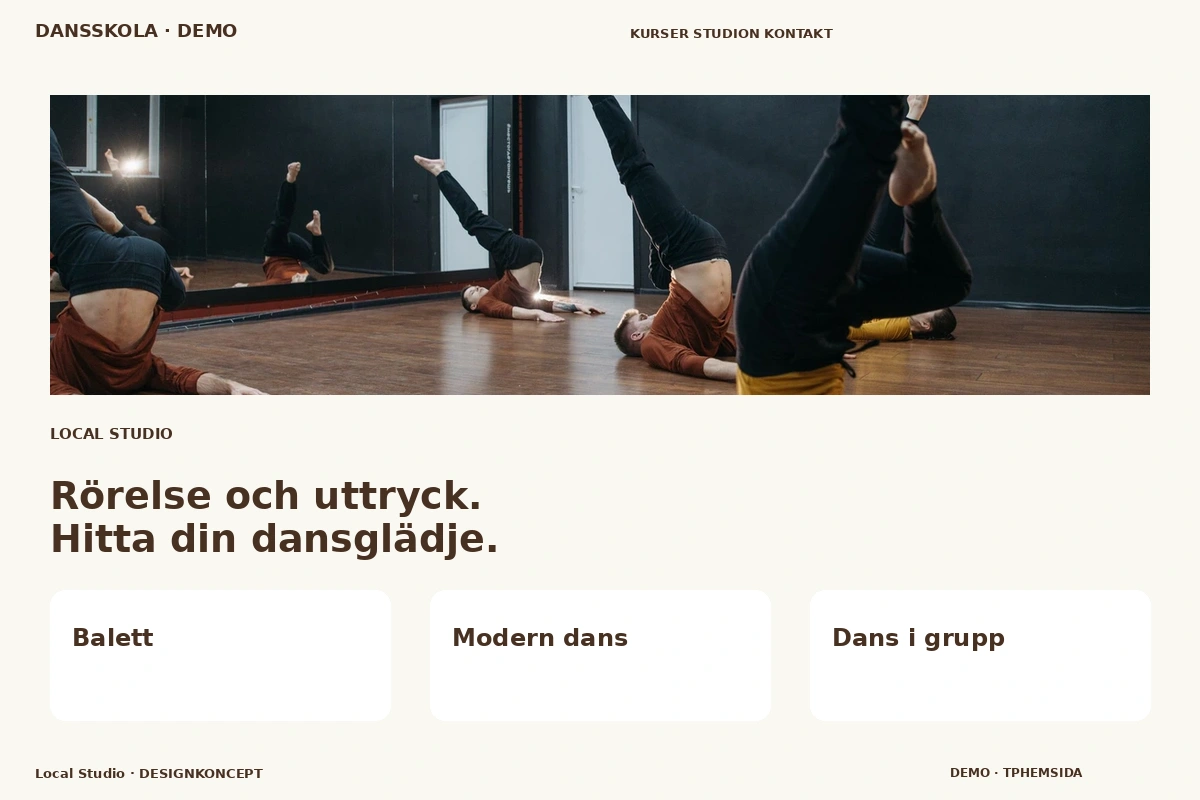 Local Studio – relaterat designförslag för dansskola