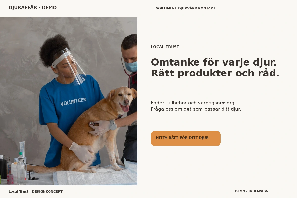 Local Trust – relaterat designförslag för djuraffär