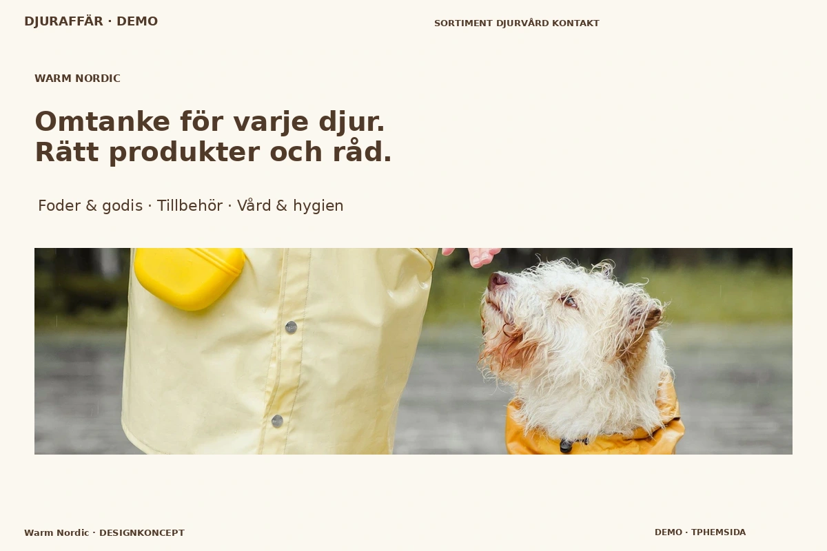 Warm Nordic – designförslag för djuraffär