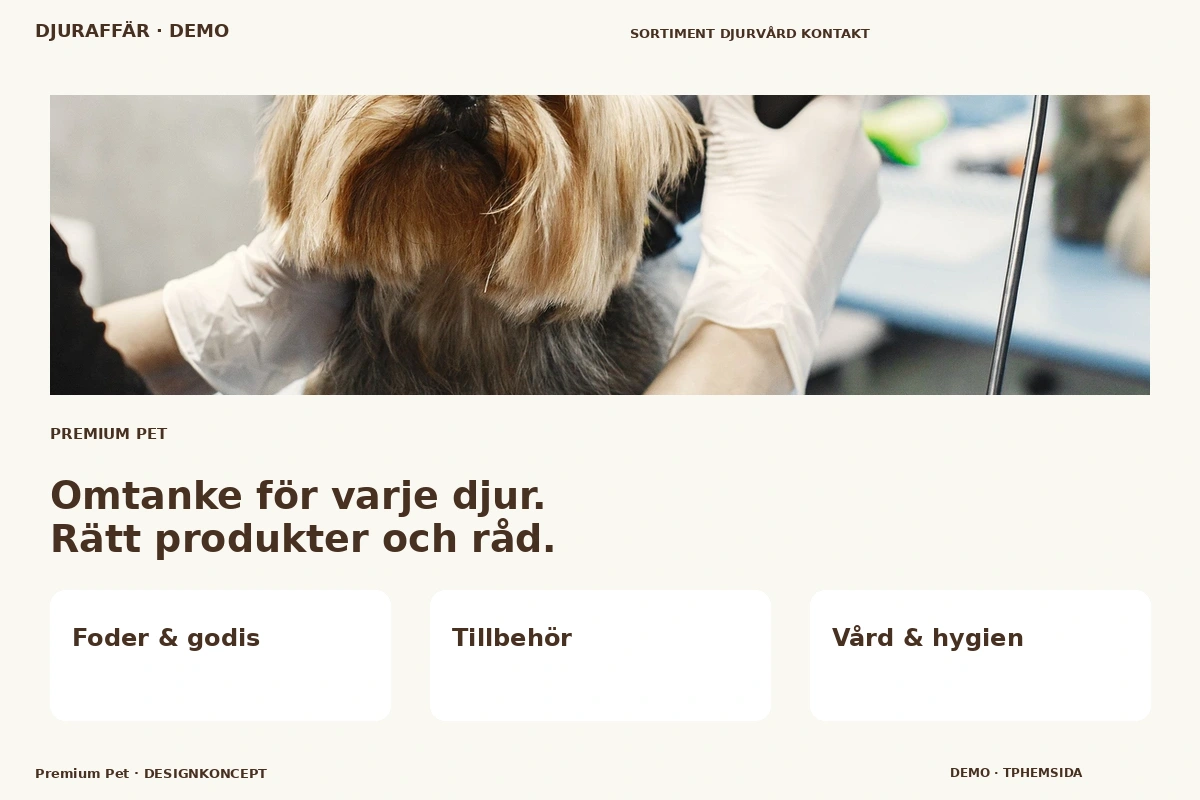 Premium Pet – designförslag för djuraffär