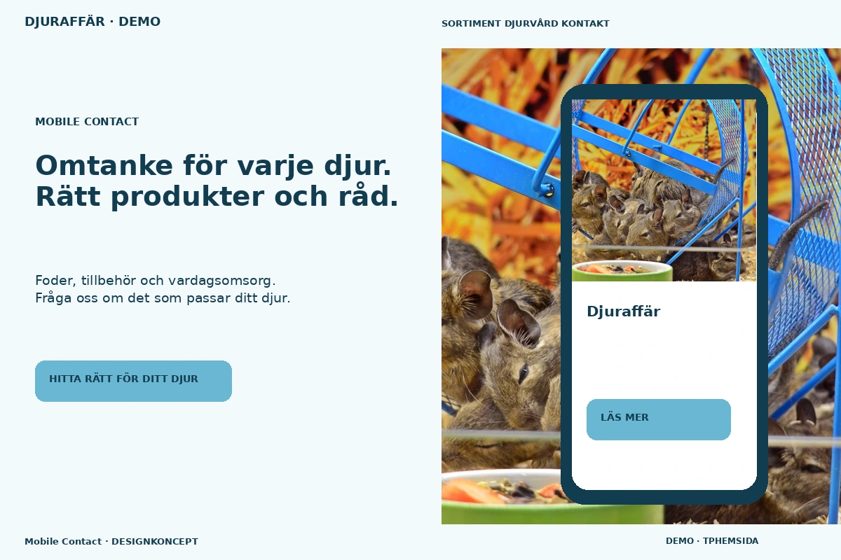 Mobile Contact – designförslag för djuraffär