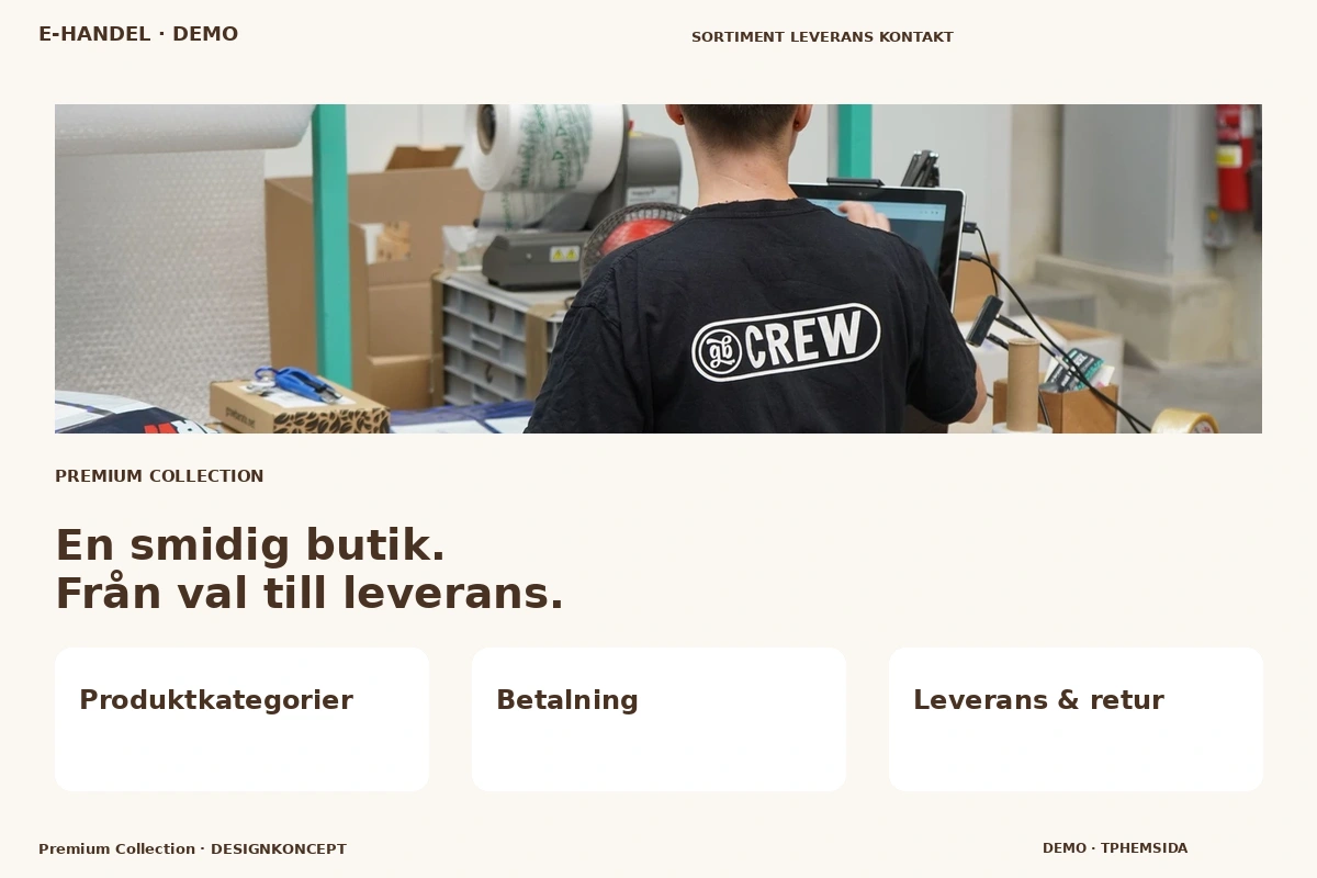 Premium Collection – designförslag för e-handel