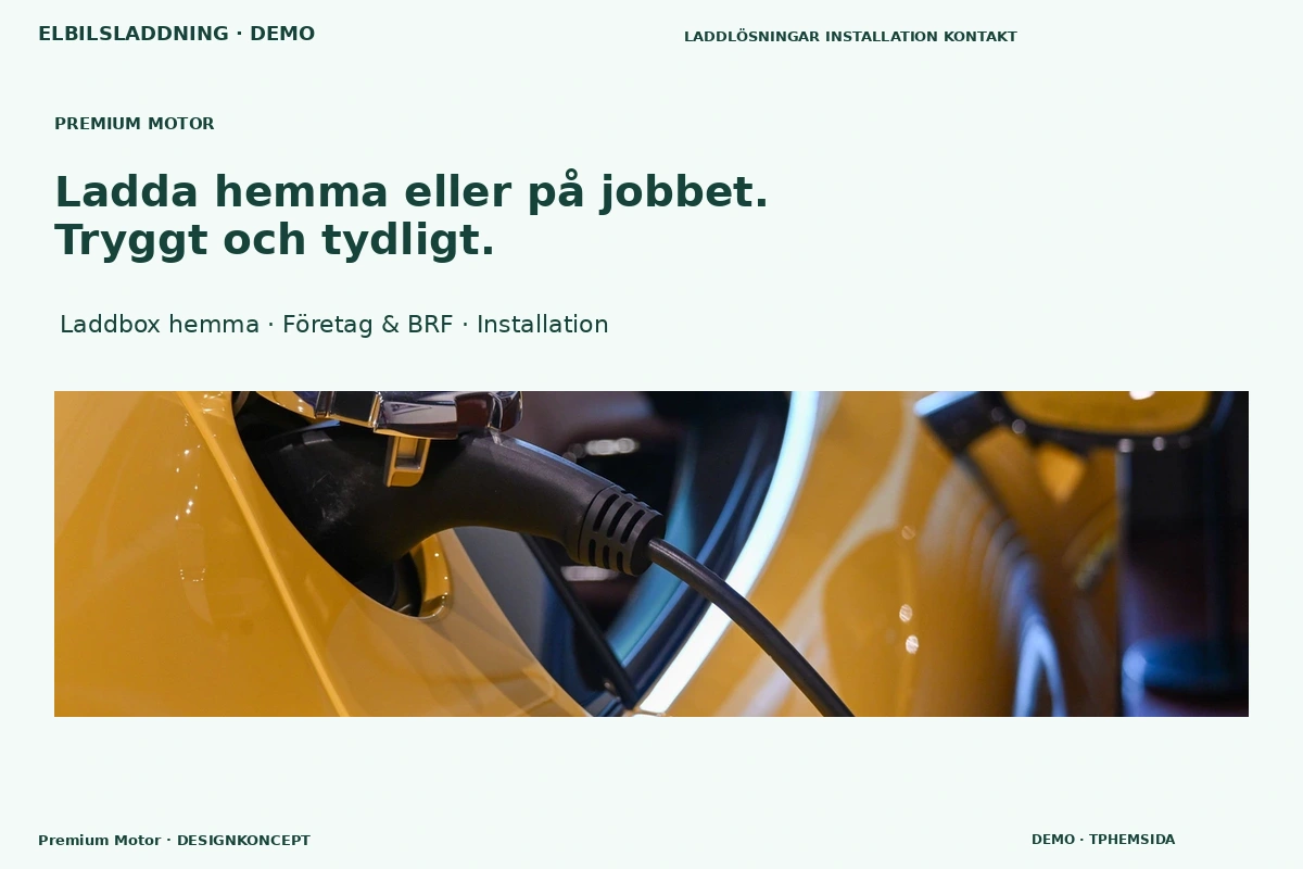 Premium Motor – designförslag för elbilsladdning