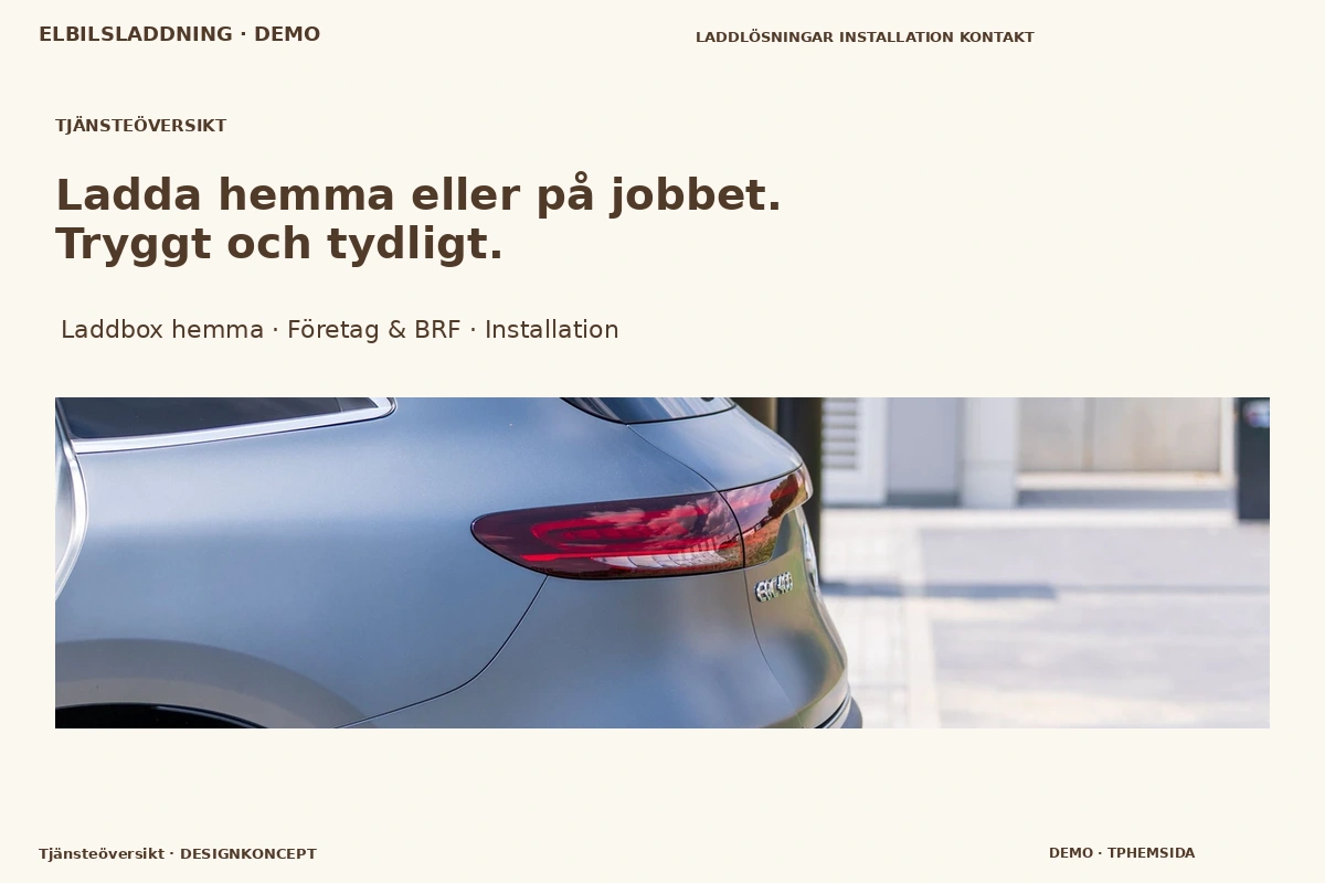 Tjänsteöversikt – designförslag för elbilsladdning
