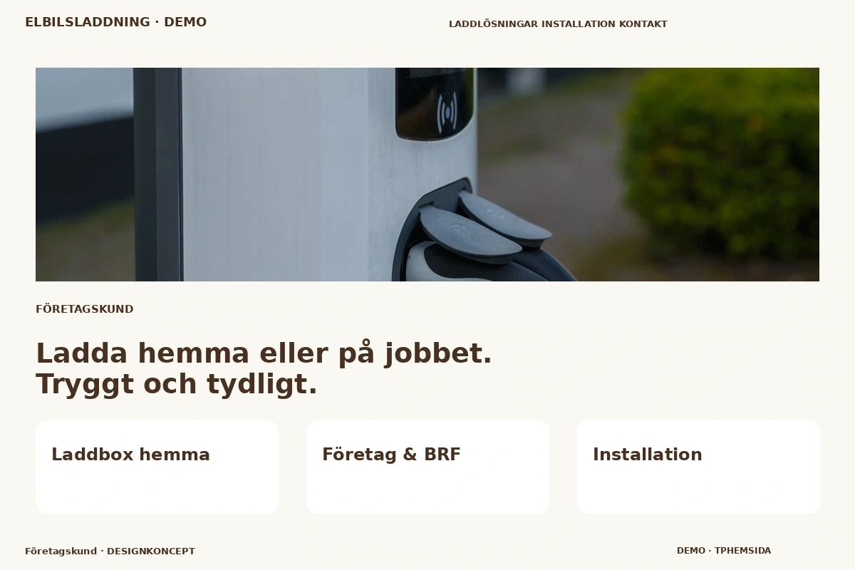 Företagskund – designförslag för elbilsladdning
