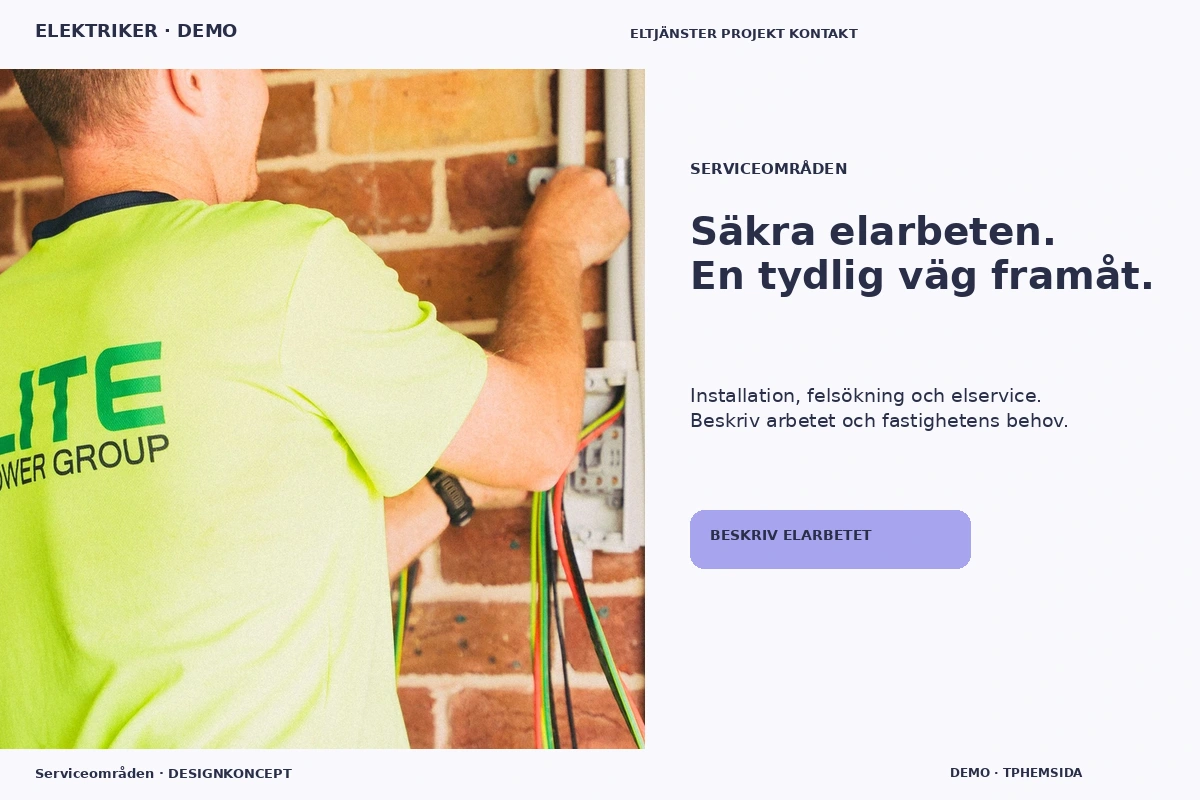 Serviceområden – relaterat designförslag för elektriker
