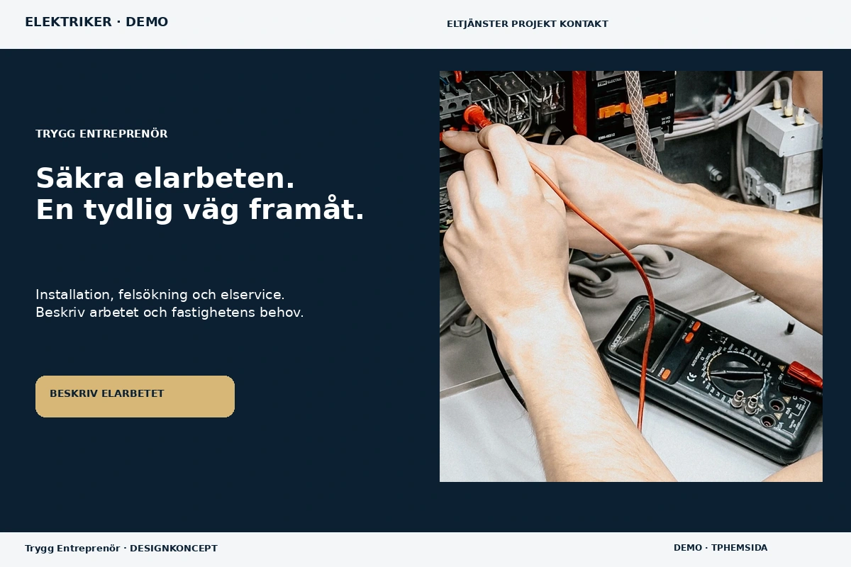 Trygg Entreprenör – relaterat designförslag för elektriker