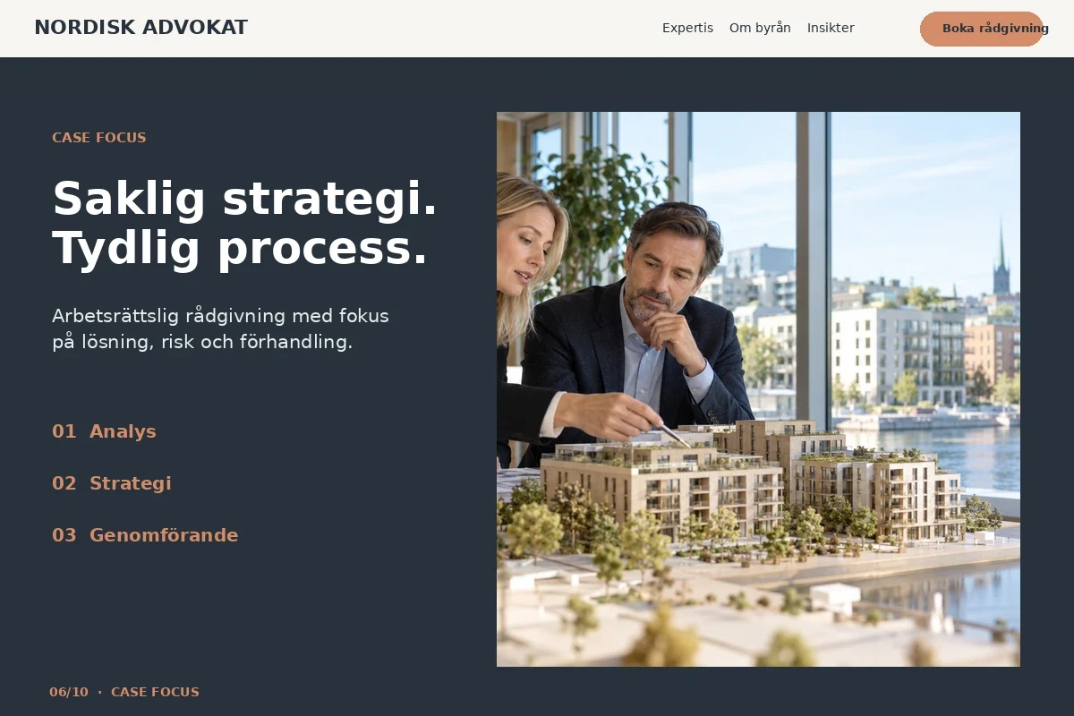 Case Focus – relaterat designförslag för advokat