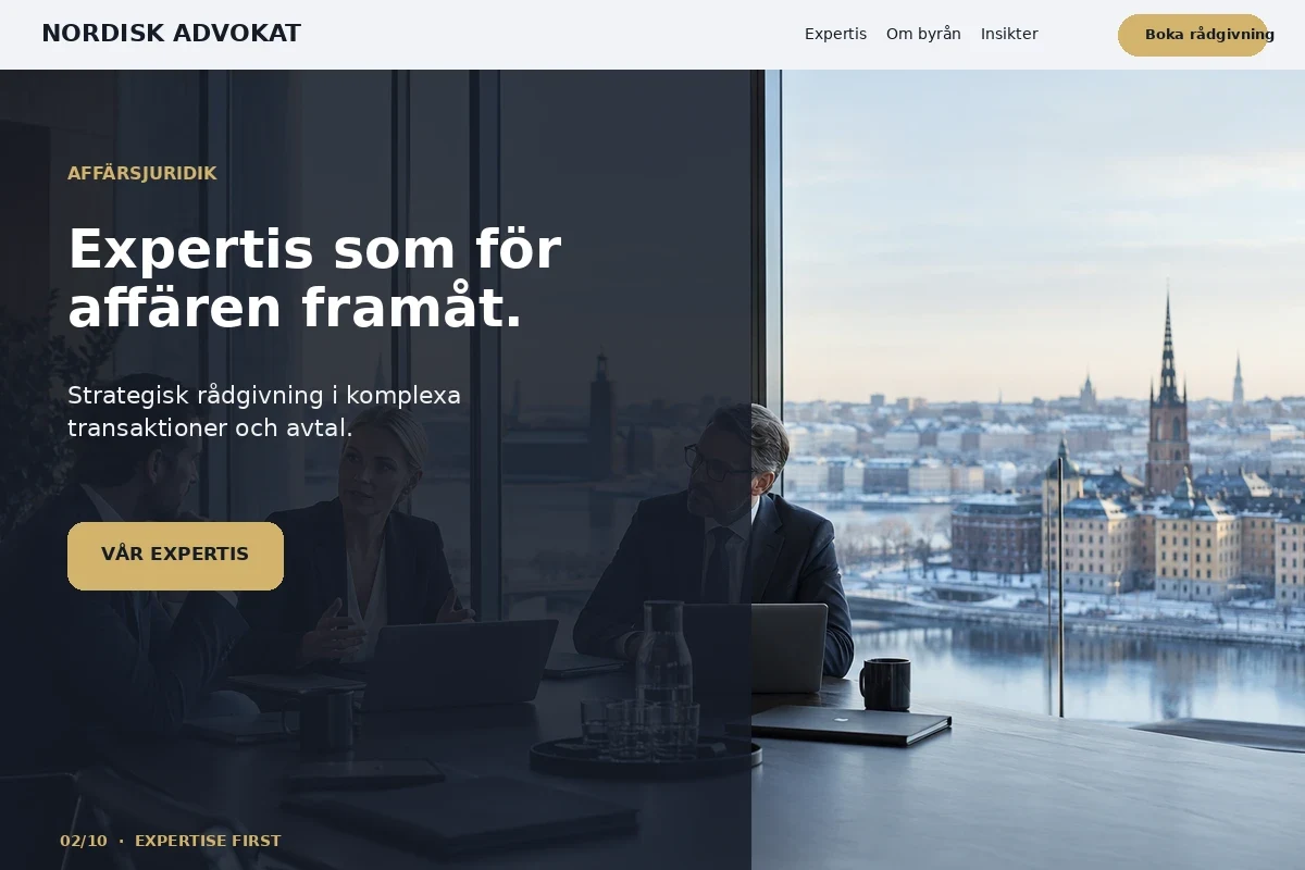 Expertise First – relaterat designförslag för advokat