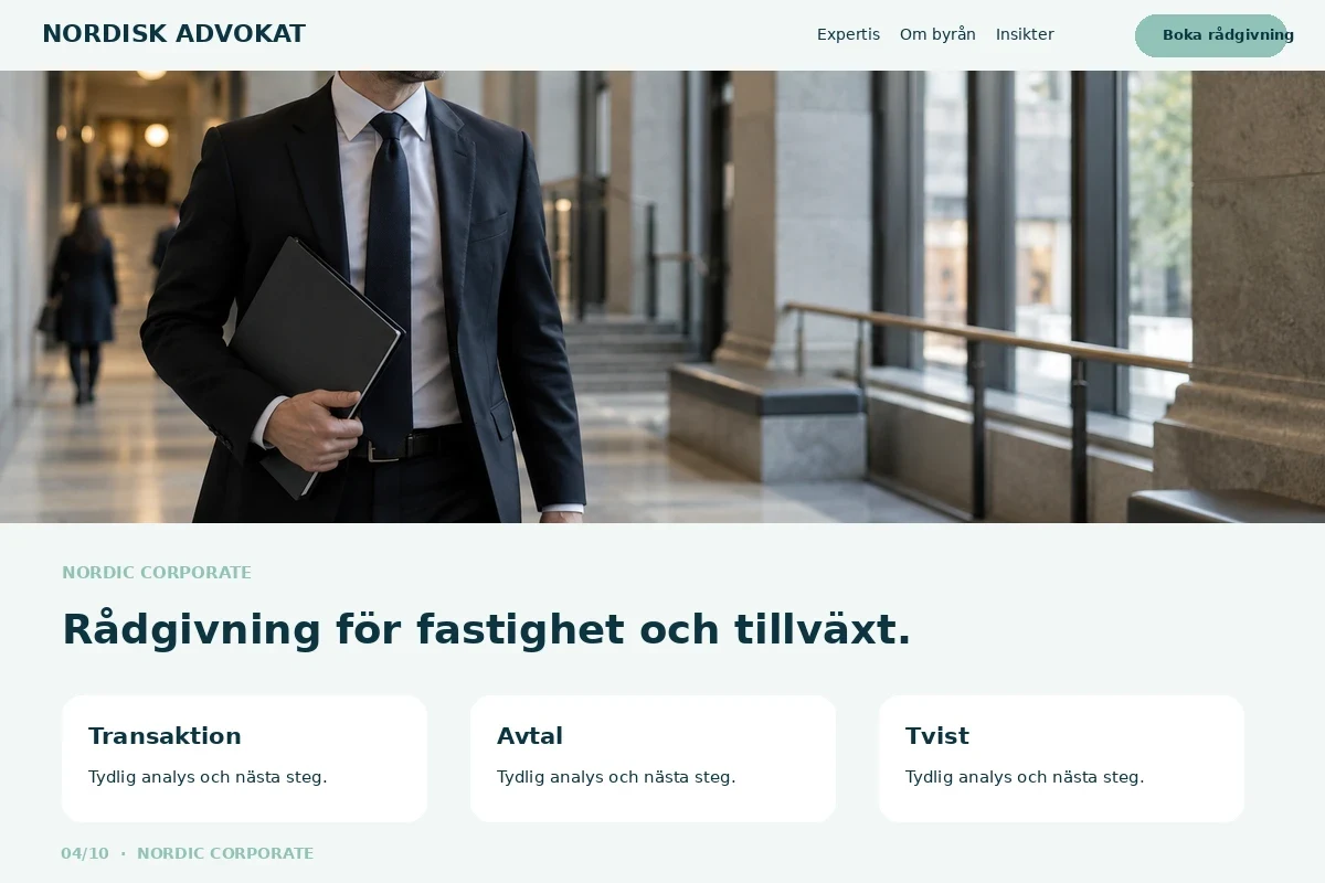 Nordic Corporate – relaterat designförslag för advokat