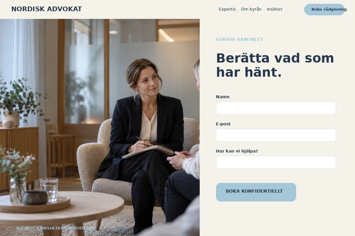 Consultation Booking – relaterat designförslag för advokat