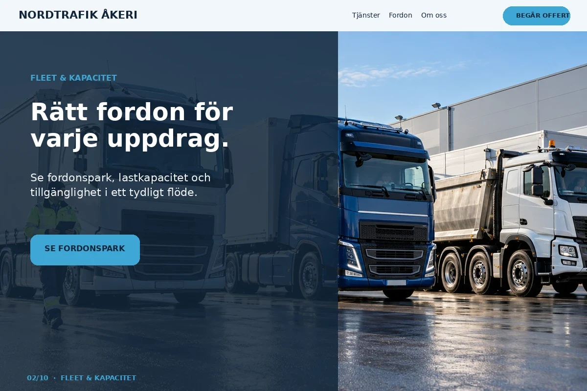Fleet & Kapacitet – relaterat designförslag för åkeri